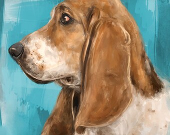 Basset Hound Painting For Dog Lovers Art For Dog Owners Wall Decor Print Original Dog Painting Wall Art For Dog Parents Gift For Dog Lovers