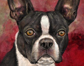 Boston Terrier Painting For Dog Parent Gift For Boston Terrier Lovers Wall Art Dog Print For Boston Terrier Lovers Original Painting Dog Art