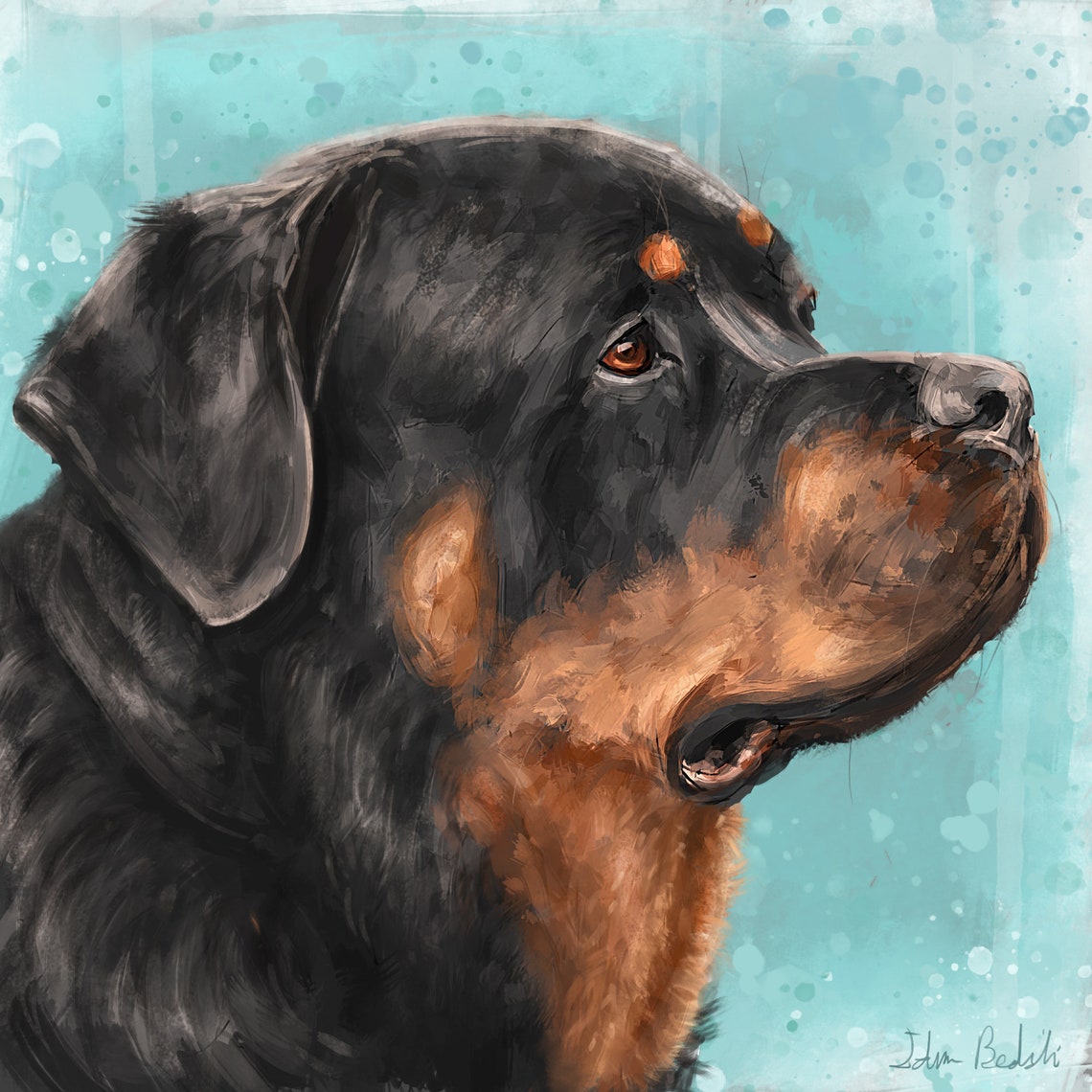 Rottweiler Painting for Dog Lovers Art for Rottweiler Owners Wall Decor