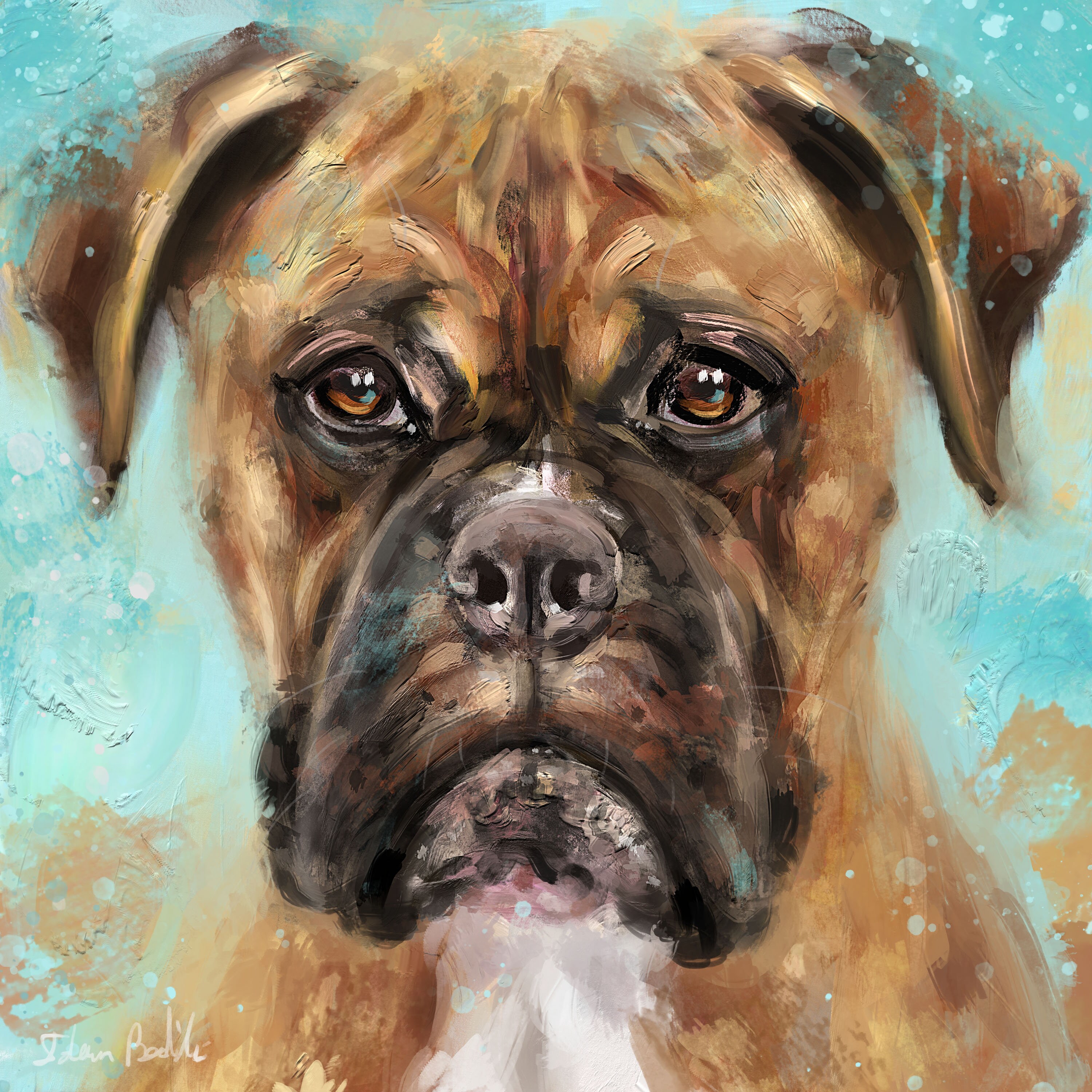 ORIGINAL Watercolor Boxer Dog Painting, Watercolor Boxer Puppy Painting,  Watercolor Miniature, Dog Lovers Wall Art, Boxer Wall Art Painting 