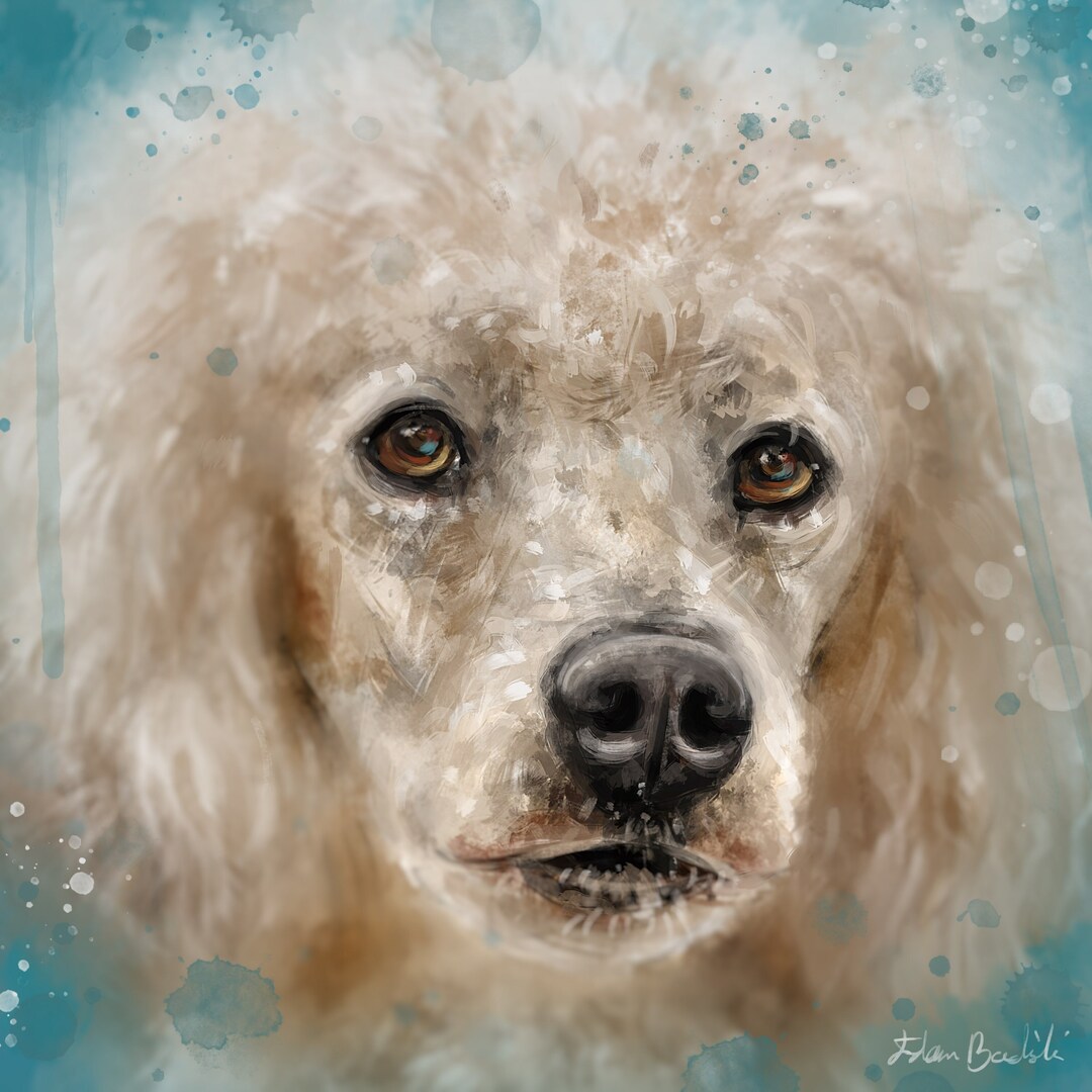 White Poodle Painting for Dog Lovers Art for Dog Owners Wall Decor