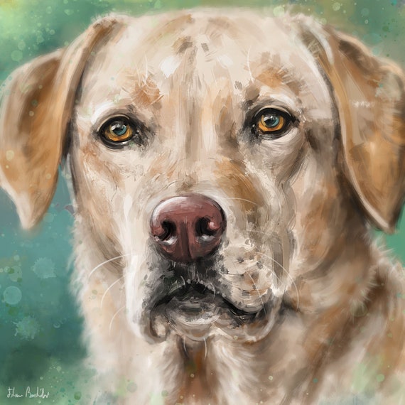 Blonde Labrador Painting for Dog Parents Gift for Labrador Lovers