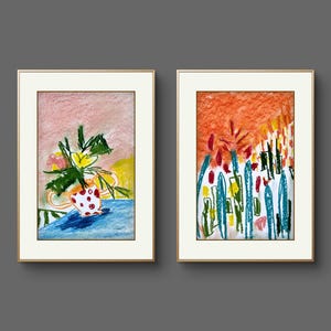 10&quot;x7&quot; Original Pastel Art, Oil Pastel Drawing, Abstract wall decor, Oil Pastel painting, Home gift for mum, artwork by Zacharokarakonstanti