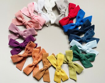 Regular Pigtail Hair Bows - Linen
