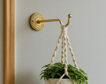 Handmade Brass Plant Hanger – Minimal Vintage Wall Hook for Hanging Plants and Wall Decor