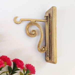Handgemachte Pflanzenaufhängung aus Messing - Rustikale Wandhalterung, Blumenampel-Haken, Vintage Blumentopfhalter