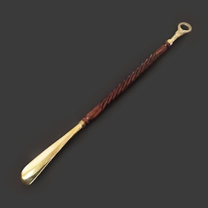 Wood Shoe Horn - brass wood Engraved shoehorn -long shoehorn- Exclusive gift - sailing boat shoehorn - brass sailor&#39;s knot