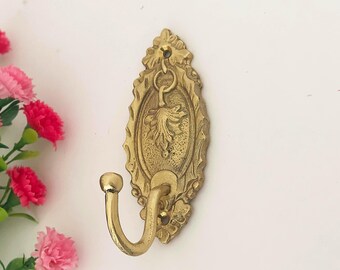 Solid Brass Towel Hook Hanger – Vintage Bathroom or Kitchen Hardware, Handmade Home Decor Gift