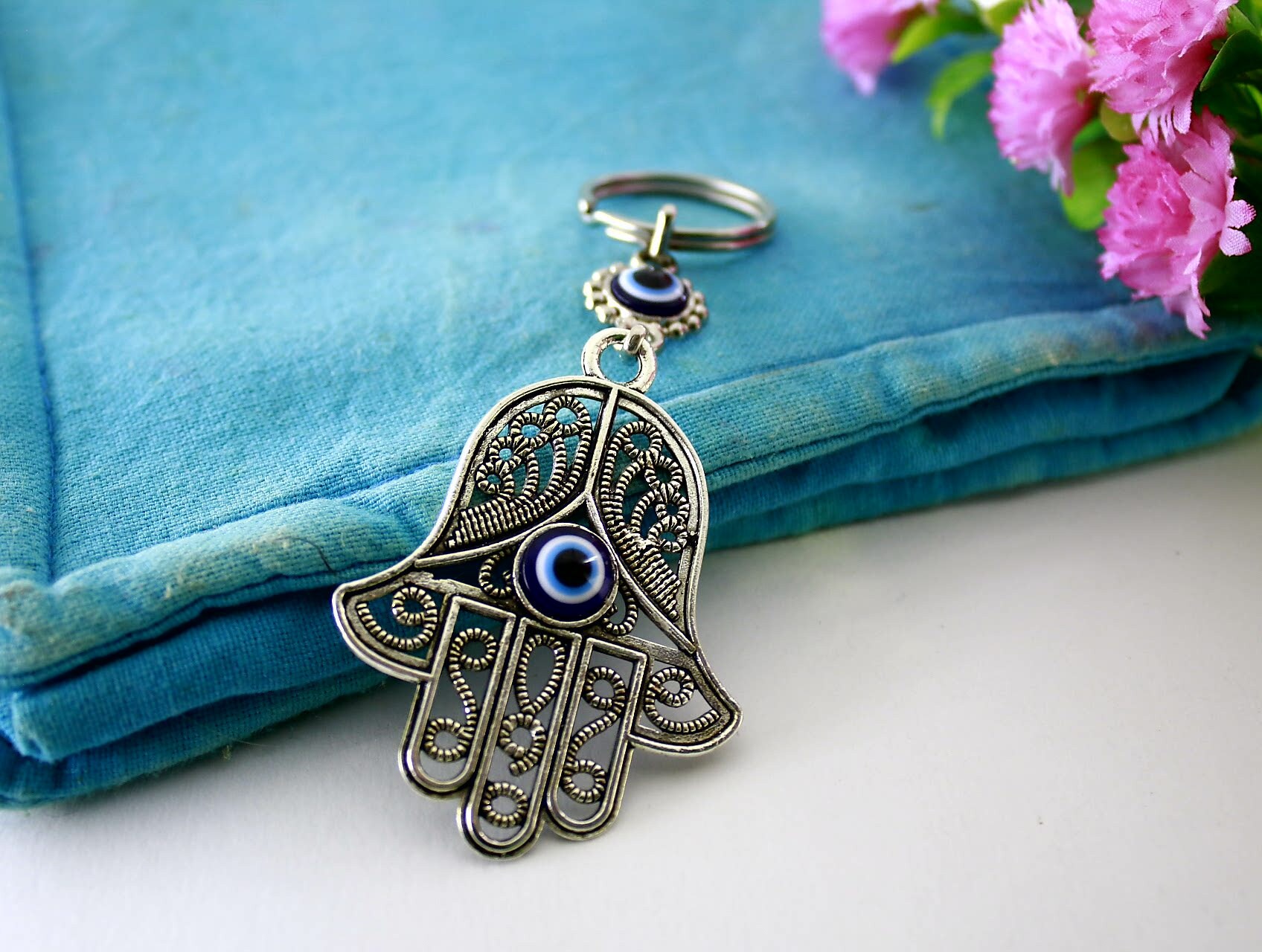 Evil eye keychain Hamsa hand key chain bag charm keyring Etsy