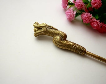 Shoe Horn Long Brass  - dragon figured shoe horn - gift - home decor - her gift