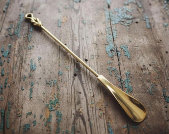 Brass Shoehorn – Handmade Shoe Horn with Nautical Knot Handle, Gift for Men or Women