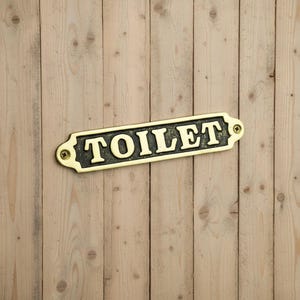Toilet Brass Door Sign Art Deco Style Home Decor Wall Plaque Accessories Handmade