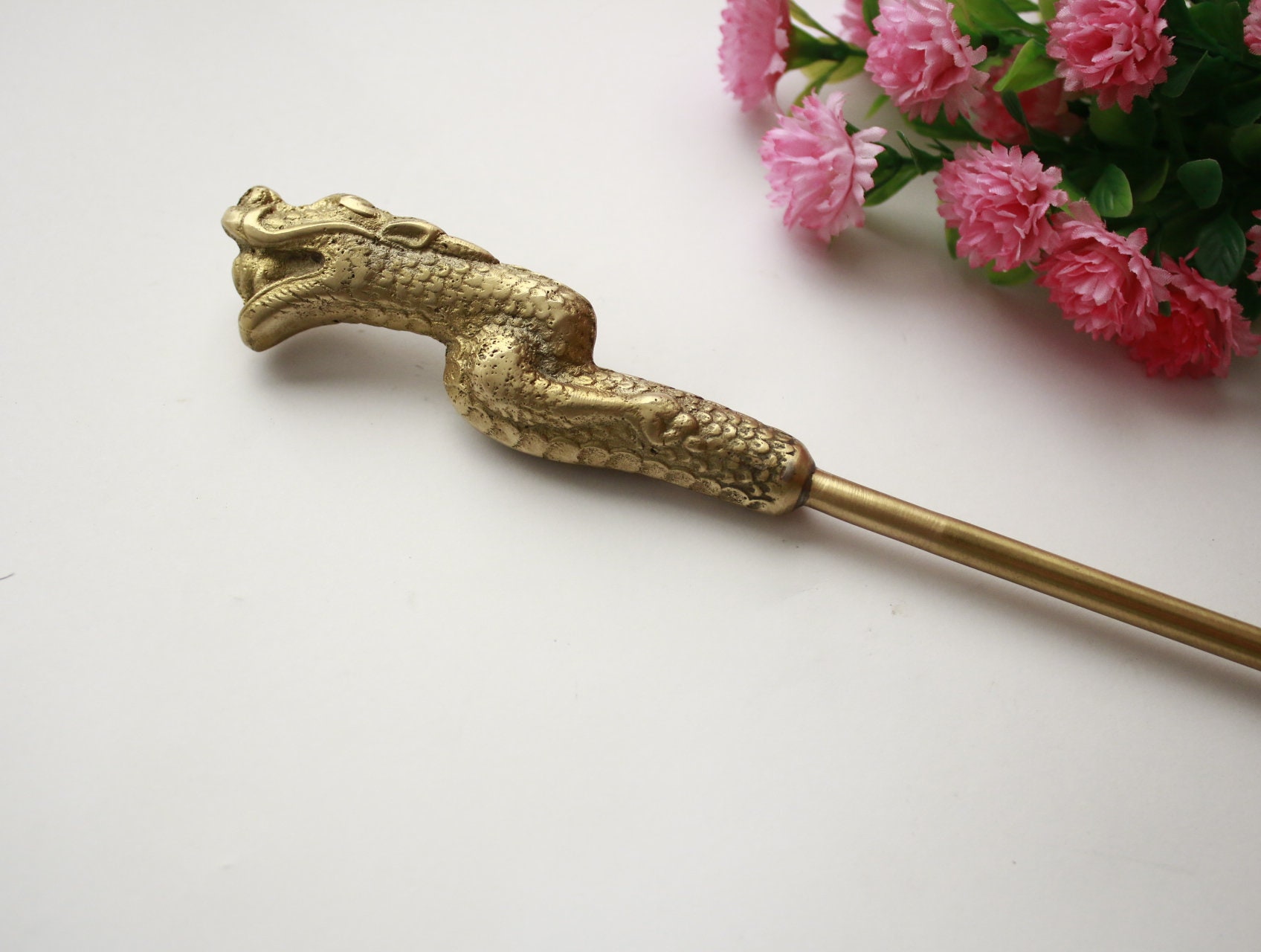 Shoe Horn Long Brass Dragon Figured Shoe Horn Gift Home Etsy
