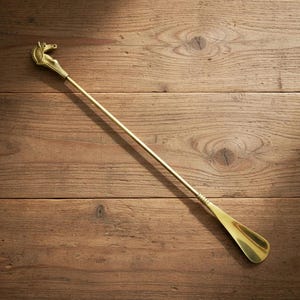 Long Solid Brass Shoehorn with Horse Head Handle – Handmade Luxury Shoe Horn, Home Accessory