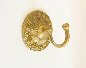 Brass Towel Hook, Wall-Mounted Bathroom and Kitchen Fixture, Solid Construction