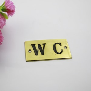 Toilet Brass Door Sign Art Deco Style Home Décor Wall Plaque Accessories Handmade