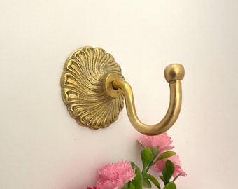 Solid Brass Wall Hook – Vintage Bathroom Towel Holder, Kitchen or Entryway Hanger, Handmade Decor