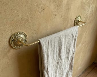 Brass Towel Bar Wall Mounted Bathroom Holder Kitchen Bath Organizer