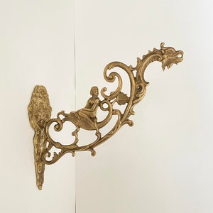 Planter Hanger Minimalist - Plant bracket Brass Wall hook dragon figure - female figure seated on a fish - vintage style