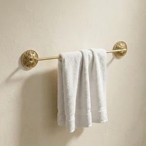 Front view handmade brass towel bar decorative wall mounted hardware