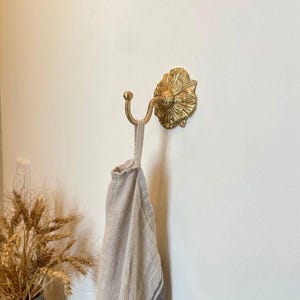 Messing handdoekhaak – wandhanger voor badkamer en keuken | Vintage decoratie