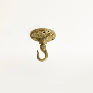 Crochet de plafond - Crochet de jardinière - Suspension de plante en laiton - Crochet de plafond en laiton antique - Crochets de plafond pour lumières - Suspension de plafond pour carillons éoliens