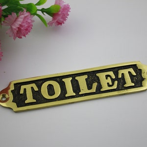 Toilet Brass Door Sign Art Deco Style Home Decor Wall Plaque Accessories Handmade