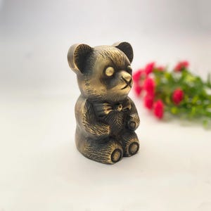 Brass Bear Sculpture - Adorable Animal Decor Piece - Handcrafted Home Accent