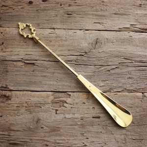 Brass Shoehorn – Handmade Long Shoe Horn with Solid Brass Handle, Elegant Gift