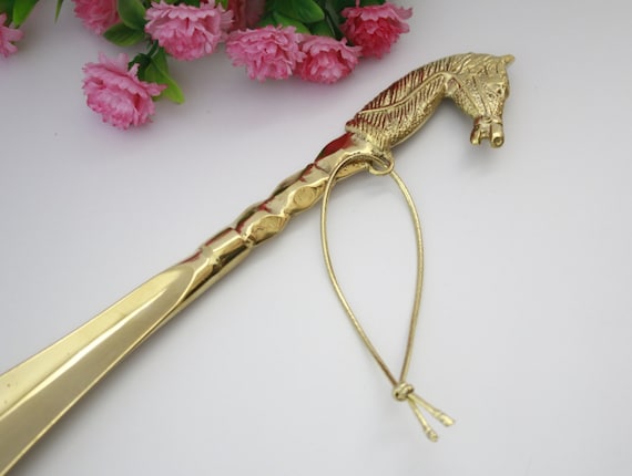 Brass Shoe Horn horse figured shoehorn 