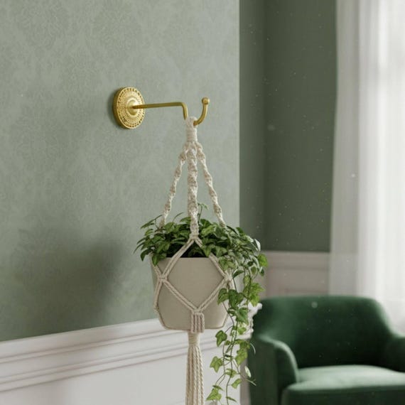 Handmade Brass Plant Hanger – Minimal Vintage Wall Hook for