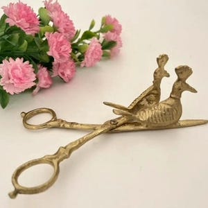 Candle Extinguishing - Scissors Antique tools bird figured - Vintage style brass metal