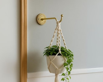 Handmade Brass Plant Hanger – Minimal Vintage Wall Hook for Hanging Plants and Wall Decor