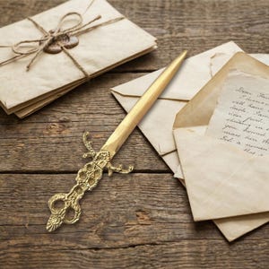 Abridor de cartas de latão – acessório de mesa estilo vintage