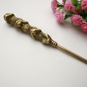 Long Brass Shoe Horn - Three wise monkeys figured shoe horn - home decor