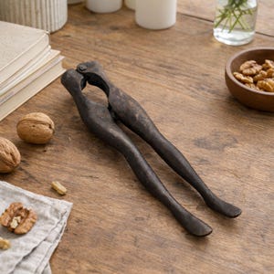 NutCracker Solid Brass Woman, Black Color, Minimalist Kitchen Decor, Home Office Decor,