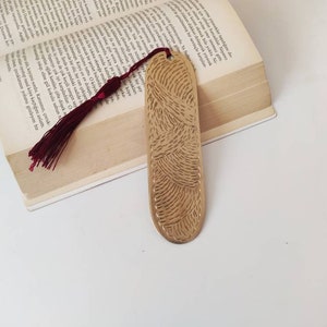 Bookmark handmade brass metal inlaid solid brass gifts for book lovers. leaf embroidered