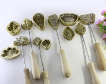 Millinery Flower Making Iron Mould Set – 6-Piece Leaf & Petal Brass Tools