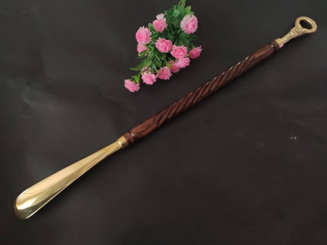Shoe Horn Brass Wood Engraved Shoehorn long Shoehorn Etsy