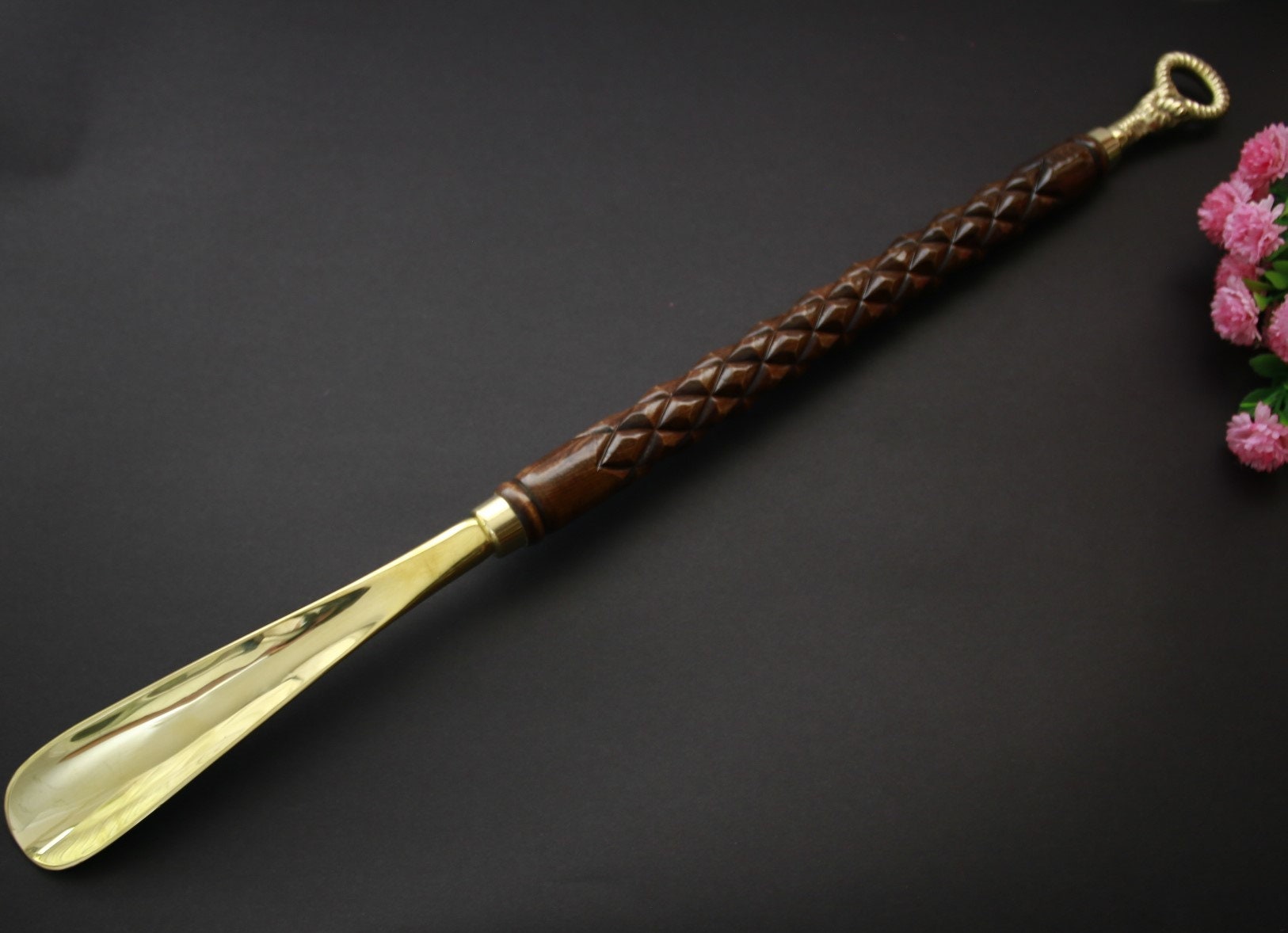 Shoe Horn Brass Wood Embroidered Shoehorn long Shoehorn Etsy