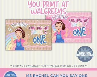 Ms Rachel Can You Say ONE - 2x3 Printable Poster (Digital Download) | Canva Design Template | First Birthday Party | 1st Bday | Miss Rachel