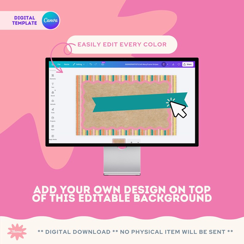 Editable Wavy Frame and Stripes SVG for 3x5 Banner (digital Download ...