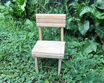 Silla infantil de madera rústica vintage - Asiento artesanal de estilo rústico