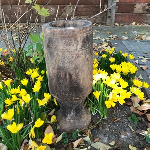 Primitive antiques large mortar-Vintage wooden mortar-antique carved wooden bowl-primitive big mortar-handmade court-very old wooden bucket