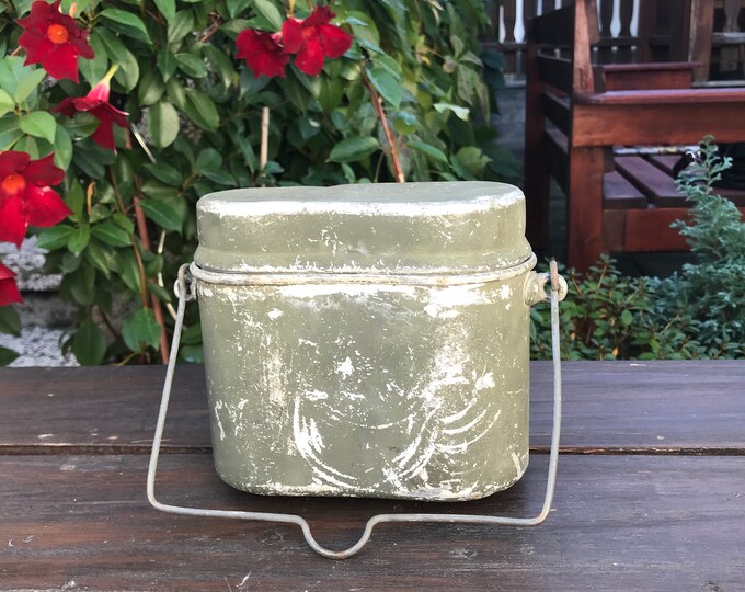 Vintage Military Food Box aluminum Lunch Container USSR Army Canteen