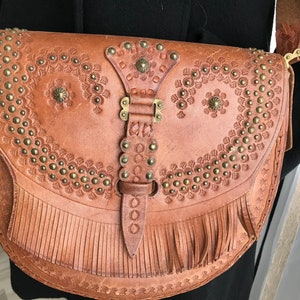 Vintage brown leather shoulder bag -handmade genuine leather bag - women bag -old leather handbag -purse -small bag -retro bag