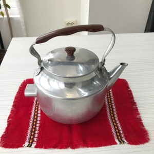 Vintage electric teapot-black bakelite handle-Soviet aluminium kettle-rustic kitchen kettle-old metal teapot-old kettle-unused new kettle