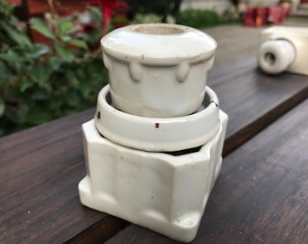 Portafusibles eléctrico de porcelana vintage - herramienta industrial