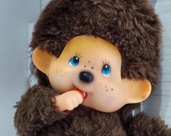 ヴィンテージ モンチッチ型ぬいぐるみ、7インチ プラスチックフェイス