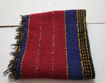 Vintage Bulgarian Woolen Rug – Hand Woven Rustic Carpet (33.46x17.12 in)